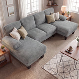 Homall 105" U-Shape 6 Seat Sectional Sofa with Chaise, Chenille Fabric Modular Couch for Living Room, Apartment