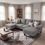 Homall 105" U-Shape 6 Seat Sectional Sofa with Chaise, Chenille Fabric Modular Couch for Living Room, Apartment