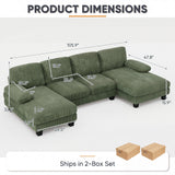 Homall 105" U-Shape 6 Seat Sectional Sofa with Chaise, Chenille Fabric Modular Couch for Living Room, Apartment