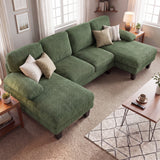 Homall 105" U-Shape 6 Seat Sectional Sofa with Chaise, Chenille Fabric Modular Couch for Living Room, Apartment