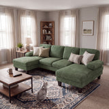 Homall 105" U-Shape 6 Seat Sectional Sofa with Chaise, Chenille Fabric Modular Couch for Living Room, Apartment