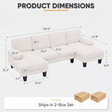 Homall 105" U-Shape 6 Seat Sectional Sofa with Chaise, Chenille Fabric Modular Couch for Living Room, Apartment
