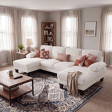 Homall 105" U-Shape 6 Seat Sectional Sofa with Chaise, Chenille Fabric Modular Couch for Living Room, Apartment