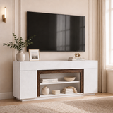 Homall 70'' TV Stand for TVs up to 80'', Modern Entertainment Center with Storage Cabinets, Open Media Shelf, Wood TV Console for Living Room