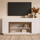 Homall 70'' TV Stand for TVs up to 80'', Modern Entertainment Center with Storage Cabinets, Open Media Shelf, Wood TV Console for Living Room