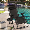 Lacoo Zero Gravity Chair Outdoor Folding Recliner Lounge Chair with Attachable Sunshade Canopy and Holder,Black