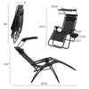 Lacoo Zero Gravity Chair Outdoor Folding Recliner Lounge Chair with Attachable Sunshade Canopy and Holder,Black