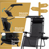Lacoo Zero Gravity Chair Outdoor Folding Recliner Lounge Chair with Attachable Sunshade Canopy and Holder,Black