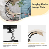 Homall Outdoor Hanging Curved Chaise Lounge Chair Patio Swinging Hammock W/ Pillow, Canopy & Stand for Backyard,Metal, Polyester