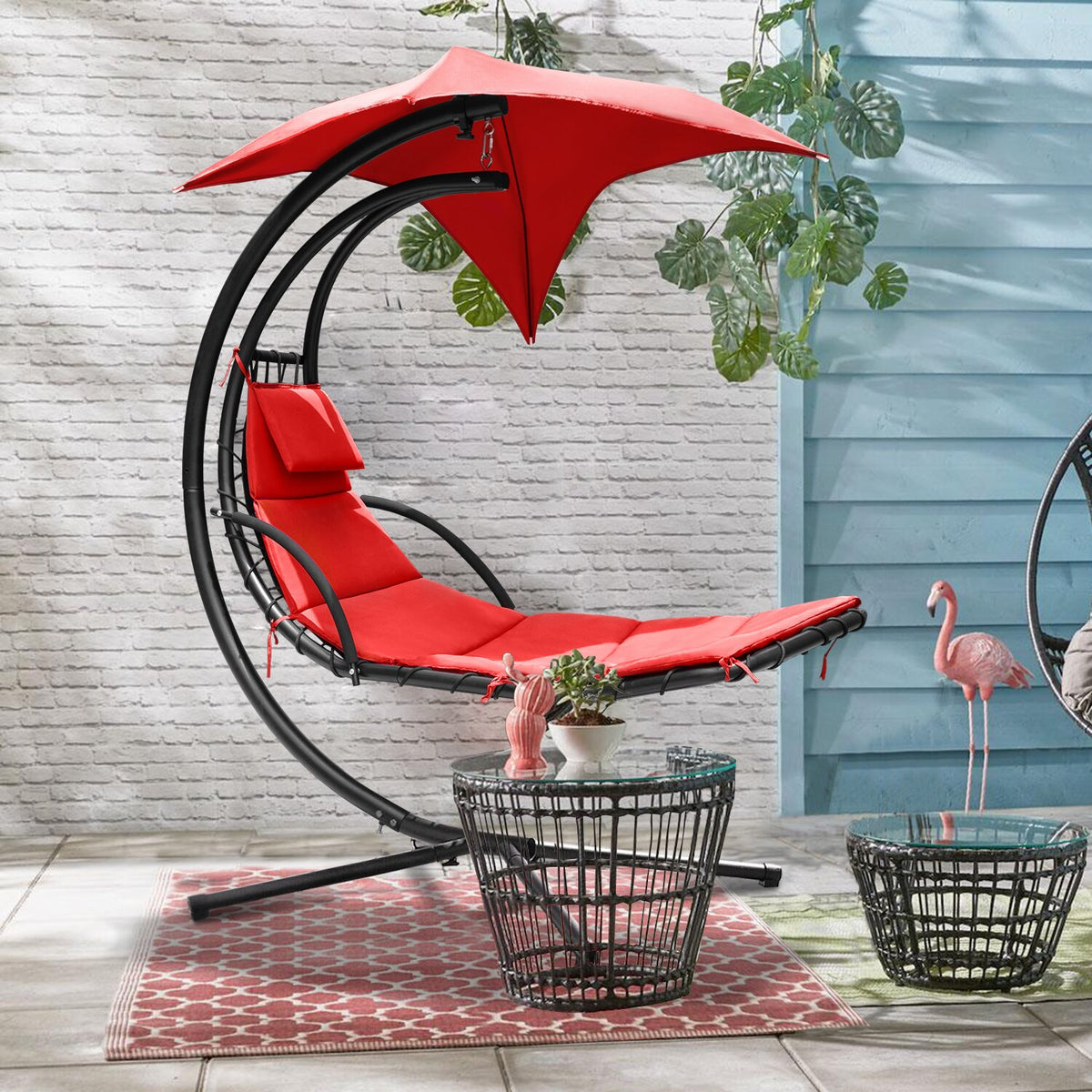 Homall Outdoor Hanging Curved Chaise Lounge Chair Patio Swinging Hammo