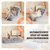 Homall Human Foldable Lazy Sofa Bed Recliner Sofa - Multi-Functional Lazy Sofa with 2 Soft Pillows, Ergonomic Design & Multiple Adjustable Angles for Living Room Bedroom Reading Nook