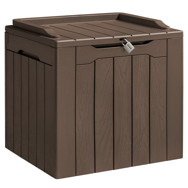 Homall 31 Gallon Outdoor Deck Box In Resin with Seat, Light Coffee