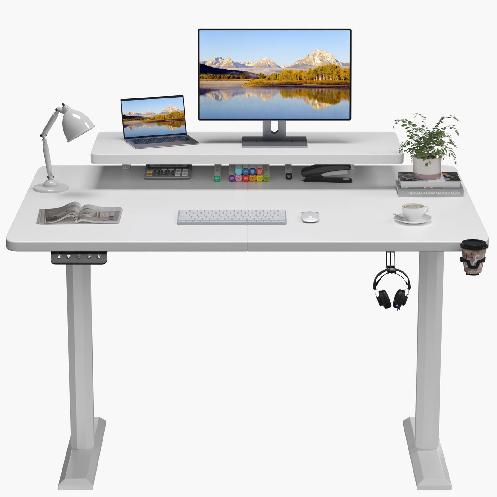 Homall 55" Wide Home Office Electric Height Adjustable Standing Desk L