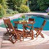 Homall 5-Piece Foldable Solid Wood Dining Table and Chair Set, Round Solid Wood Dining Cart and Chairs with Umbrella Hole
