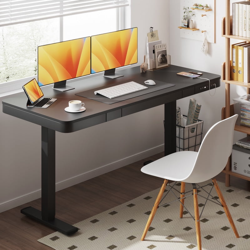 Homall 48x24"Electric Height Adjustable Standing Desk with Drawer and Charging Ports, Ergonomic Office&Home Computer Deskcc