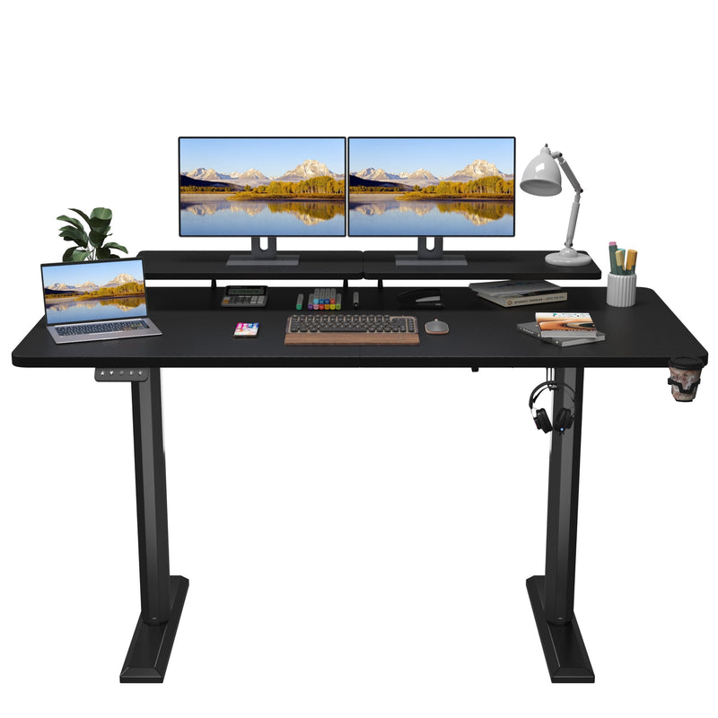 Homall 55" Wide Home Office Electric Height Adjustable Standing Desk Lifting Range 28~46" Computer Desk with Monitor Stand,Black