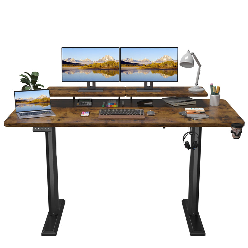 Homall 55" Wide Home Office Electric Height Adjustable Standing Desk Lifting Range 28~46" Computer Desk with Monitor Stand,Black