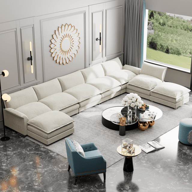 Homall 8-Seats Oversized Modular Sectional Sofa with Ottomans Convertible U-Shaped Sectional Couch Variable Sofa Couch Set with Oversized Soft Seat for Living Room