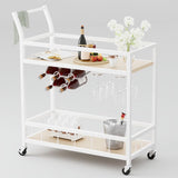 Homall Bar Cart Home Industrial Mobile Bar Cart with Wine Rack, Glass Holder and Wood Storage Shelves for Living Room, Kitchen, Party