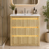Homall Bathroom Vanity with LED Light, 30 in Fluted Cabinet with Ceramic Sink for Bath, Laundry
