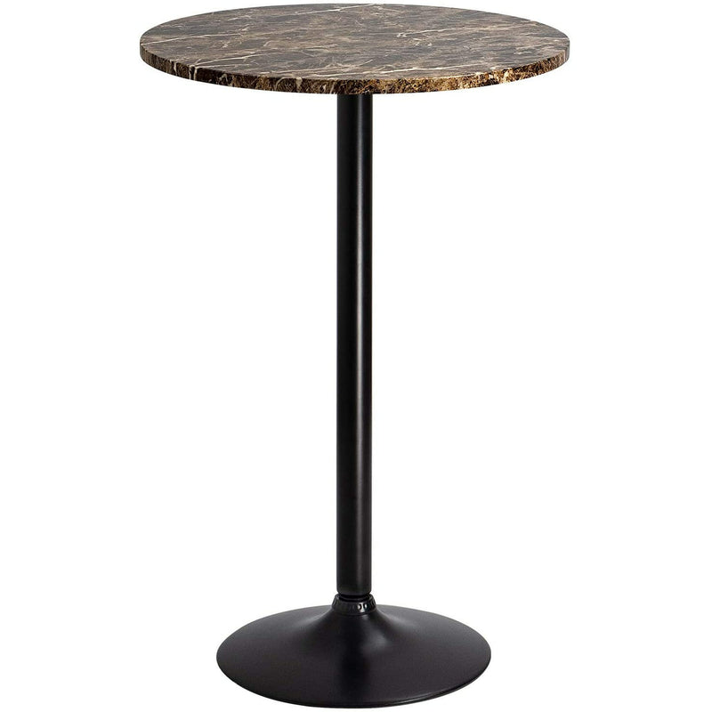 Homall Bistro Pub Table Round Bar Height Cocktail Table Metal Base MDF Top Obsidian Table with Black Leg 23.8-Inch Top, 39.5-Inch Height