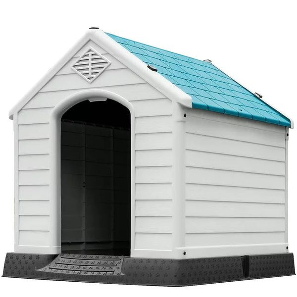 Homall Dog Kennel Plastic Dog House Indoor Outdoor for Large Dogs, 27.6 inch All Weather Doghouse Puppy Shelter with Air Vents, Elevated Floor Ventilate, Blue