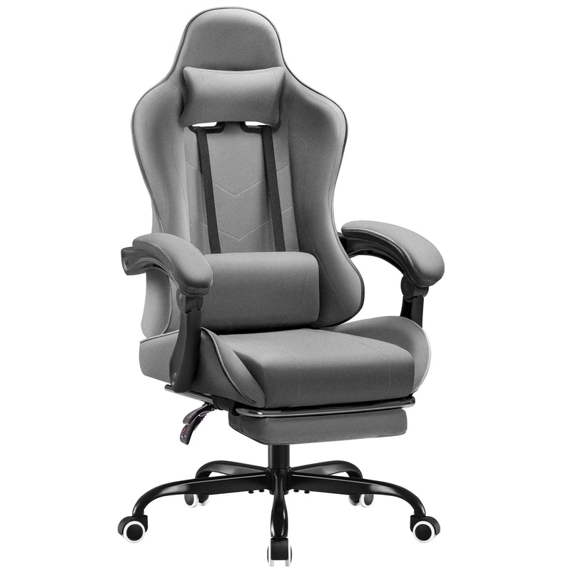 Homall Gaming Chair Breathable Fabric Game Chair Massage Computer Chair with Headrest Cloth Office Chair with Lumbar Support Ergonomic Video Gaming Chair with Footrest