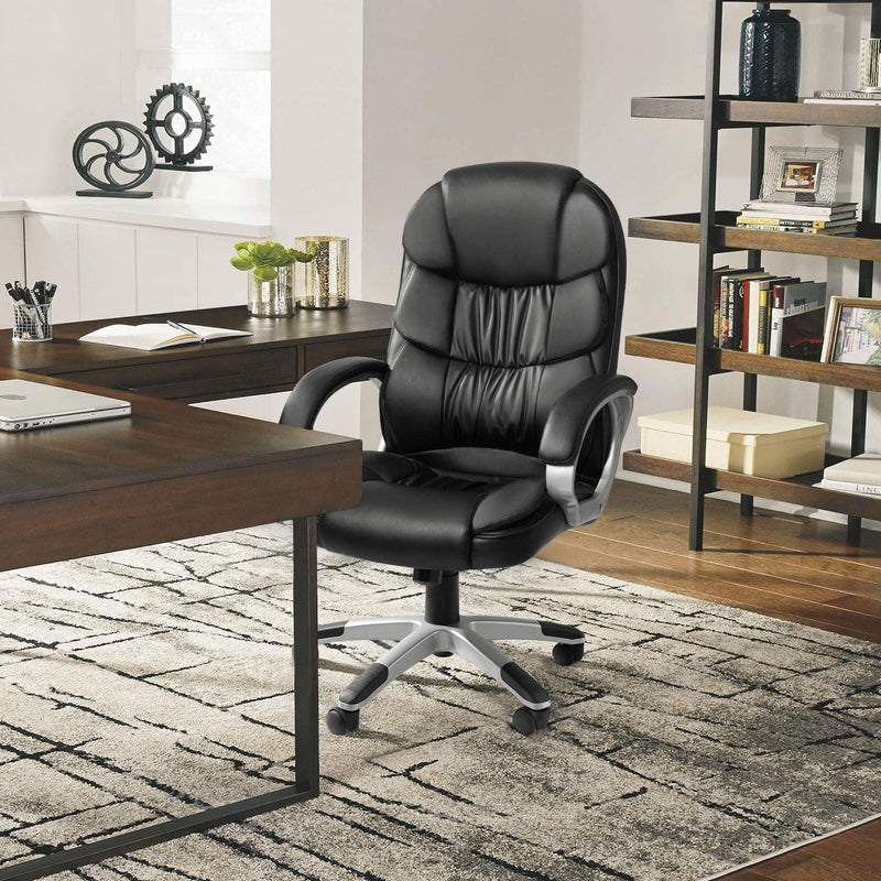 Homall High Back Office Chair, Executive Leather Desk Chair with Padded Armrests Swivel Task Chair with Lumbar Support