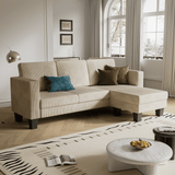 Homall L-shaped Sofa Convertible Combination Sofa 3-seater Sofa Set Reversible Chair Velvet Sofa