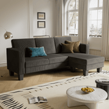 Homall L-shaped Sofa Convertible Combination Sofa 3-seater Sofa Set Reversible Chair Velvet Sofa