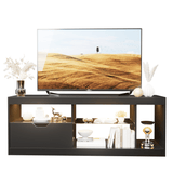 Homall Led Tv Stand for 65-Inch TV with Led Lights, High Gloss Cabinet and Storage Rack, Gaming Console Entertainment Center in Living Room Bedroom Media Floor,Black
