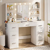 Homall Vanity Desk with Mirror, LED Lights & Power Outlet, Makeup Vanity Table with 7 Drawers & Shelves for Girls and Women