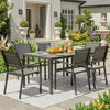 Homall 7-Piece Outdoor Dining Set, 6 Textilene fabric Patio Armchairs & Rectangular Dining Table with Metal Frame, Brown
