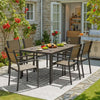 Homall 7-Piece Outdoor Dining Set, 6 Textilene fabric Patio Armchairs & Rectangular Dining Table with Metal Frame, Brown