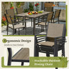 Homall 7-Piece Outdoor Dining Set, 6 Textilene fabric Patio Armchairs & Rectangular Dining Table with Metal Frame, Brown