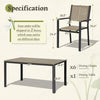 Homall 7-Piece Outdoor Dining Set, 6 Textilene fabric Patio Armchairs & Rectangular Dining Table with Metal Frame, Brown