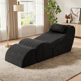 Homall Modular Chaise Lounge Chair, Floor Sofa Bed, Ergonomic S-Curve Corduroy Recliner with Headrest & Lumbar Pillow, Storage Pocket, for Living Room Bedroom Apartment