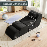 Homall Modular Chaise Lounge Chair, Floor Sofa Bed, Ergonomic S-Curve Corduroy Recliner with Headrest & Lumbar Pillow, Storage Pocket, for Living Room Bedroom Apartment