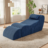 Homall Modular Chaise Lounge Chair, Floor Sofa Bed, Ergonomic S-Curve Corduroy Recliner with Headrest & Lumbar Pillow, Storage Pocket, for Living Room Bedroom Apartment