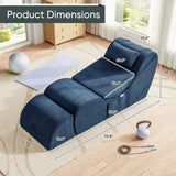 Homall Modular Chaise Lounge Chair, Floor Sofa Bed, Ergonomic S-Curve Corduroy Recliner with Headrest & Lumbar Pillow, Storage Pocket, for Living Room Bedroom Apartment