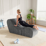 Homall Modular Chaise Lounge Chair, Floor Sofa Bed, Ergonomic S-Curve Corduroy Recliner with Headrest & Lumbar Pillow, Storage Pocket, for Living Room Bedroom Apartment