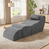 Homall Modular Chaise Lounge Chair, Floor Sofa Bed, Ergonomic S-Curve Corduroy Recliner with Headrest & Lumbar Pillow, Storage Pocket, for Living Room Bedroom Apartment