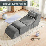 Homall Modular Chaise Lounge Chair, Floor Sofa Bed, Ergonomic S-Curve Corduroy Recliner with Headrest & Lumbar Pillow, Storage Pocket, for Living Room Bedroom Apartment