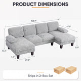 Homall 105" U-Shape 6 Seat Sectional Sofa with Chaise, Chenille Fabric Modular Couch for Living Room, Apartment
