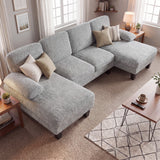 Homall 105" U-Shape 6 Seat Sectional Sofa with Chaise, Chenille Fabric Modular Couch for Living Room, Apartment