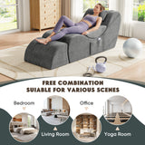Homall Modular Chaise Lounge Chair, Floor Sofa Bed, Ergonomic S-Curve Corduroy Recliner with Headrest & Lumbar Pillow, Storage Pocket, for Living Room Bedroom Apartment