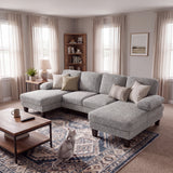 Homall 105" U-Shape 6 Seat Sectional Sofa with Chaise, Chenille Fabric Modular Couch for Living Room, Apartment