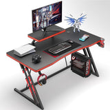 Homall Gaming Desk PC Computer Table Racing Style Home Office Desk Z Shaped Carbon Fiber Desktop Gamer Workstation with Monitor Stand Cup Holder and Headphone Hook