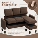 Homall Convertible Sectional Sofa Couch, Modern Linen Fabric L-Shaped Couch 3-Seat Sofa Sectional with Reversible Chaise for Small Living Room, Apartment and Small Space