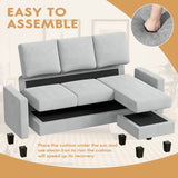 Homall Convertible Sectional Sofa Couch, Modern Linen Fabric L-Shaped Couch 3-Seat Sofa Sectional with Reversible Chaise for Small Living Room, Apartment and Small Space
